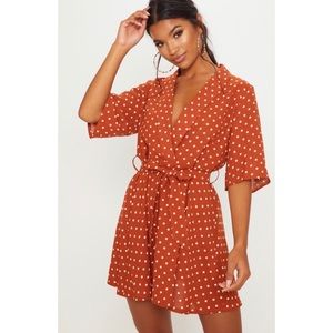Terracotta Polka Dot Tea Dress